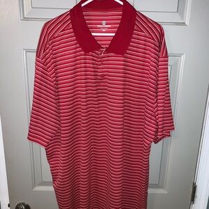 Red and White striped short sleeve coaching polo